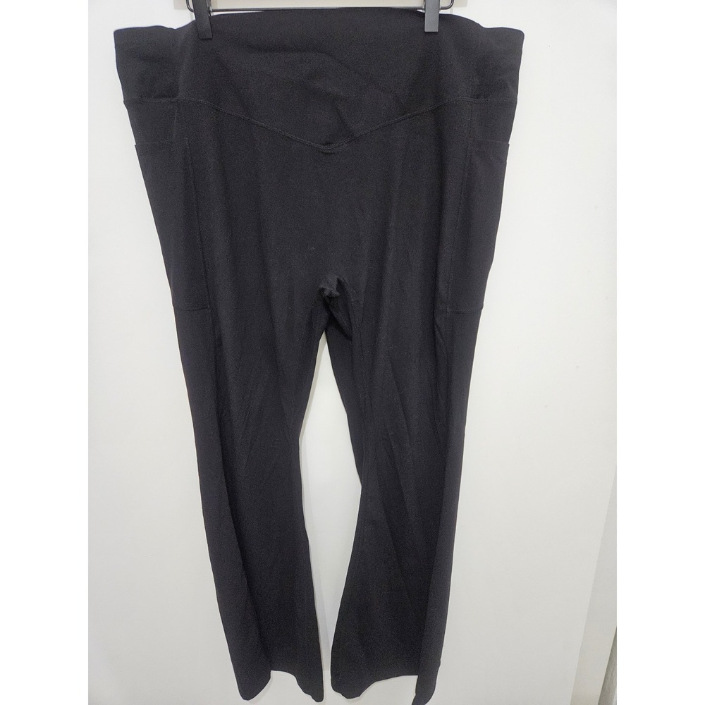 Halara Black Crossover Ruched Back Flare Leggings Pockets 3X
